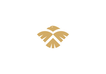 simple golden eagle logo, linear style icon design template.	