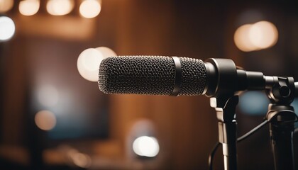 Modern professional microphone in recording studio. - obrazy, fototapety, plakaty