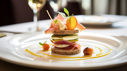 Food, hospitality and room service, starter appetisers as English countryside exquisite cuisine in...