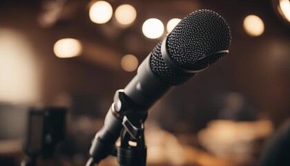 Modern professional microphone in recording studio

