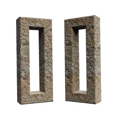 number 0 3d render. Rock alphabet