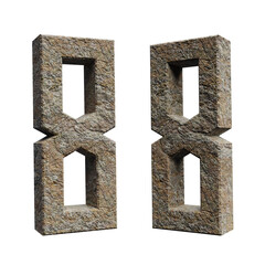 number 8 3d render. Rock alphabet