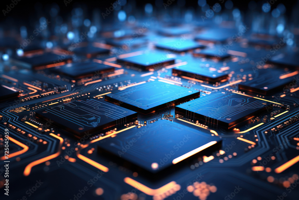 Poster a futuristic digital circuit board pattern, offering a tech-inspired background for text related to 
