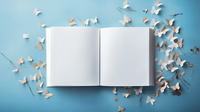 Open book with blank pages. Mockup.