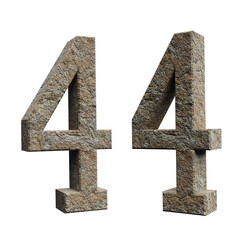 number 4 3d render. Rock alphabet. 