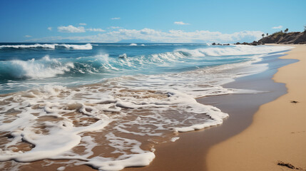 Fototapeta na wymiar Sandy beach with gentle waves
