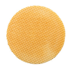 Round shaped wafer sheet on a white background. Wafer isolate. Bakery