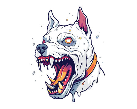 Dog head zombie. Graffiti fantasy design for  merchandise, t-shirt, stickers, poster, label.