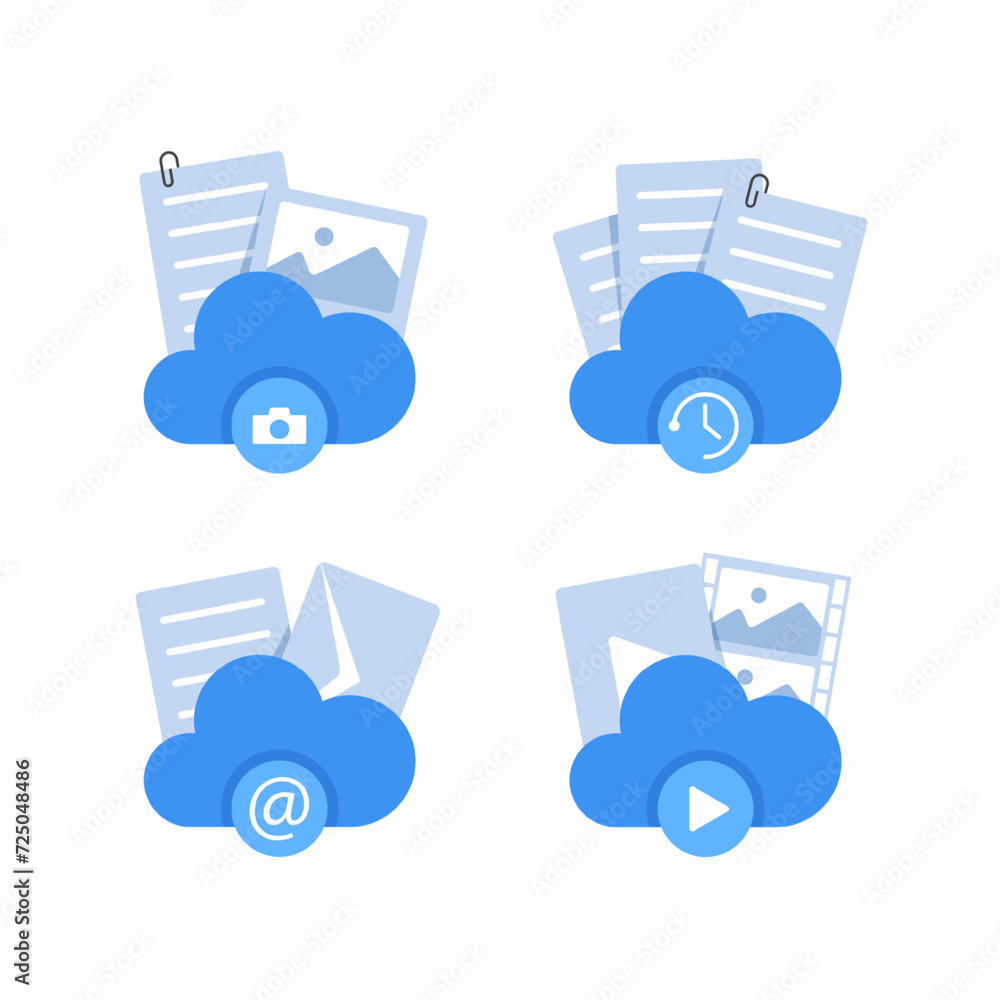 Poster cloud storage icon. digital file organization service or app with data transfering