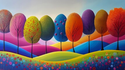 landscape trees flowers trend blossoming rhythm pallet jellybeans organs hillside abstract colors sparse princess french