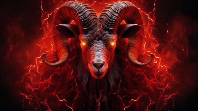Dynamic aries zodiac sign with fiery ram and pioneering energy in a stunning image