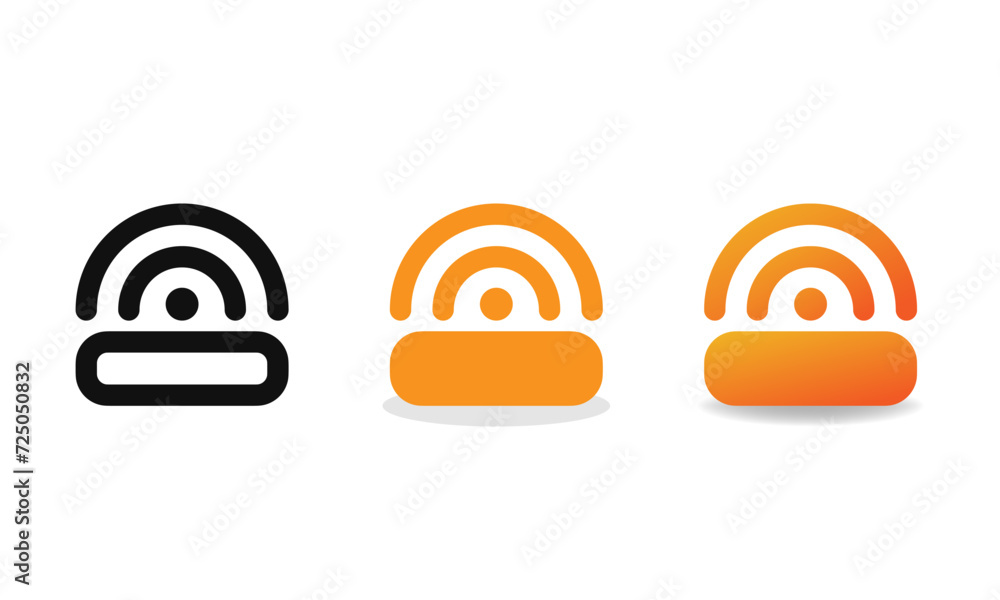 Poster set of radio wave icons. simple sound wave in linear, flat and gradient style. vector eps 10
