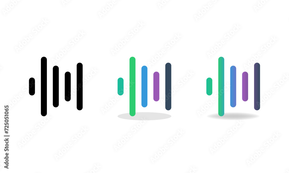 Poster vector sound wave icon set. sound waves symbols in flat and gradient style. vector eps 10