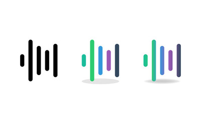 Vector sound wave icon set. Sound waves symbols in flat and gradient style. Vector EPS 10