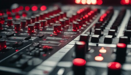 od adjusters and red buttons of a mixing console
