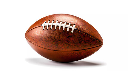 A close up of a football on a white background