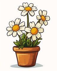 cartoon flower pot daisies assets coveted alive princess emote illustration spring forgetful purity rust inform organism