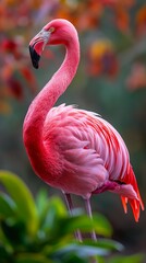 standing branch leafy background hot pink halter top pro flamingo beings astonishing structure symmetric body full angel kind expression
