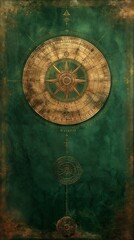 large clock compass emerald color best uncharted green gold palette sun campaign setting astrology old scroll listing overlord layout