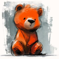 teddy bear sitting white surface young sad expression coloring orange tone gold colors streaming worried generate multiple random color cuteness