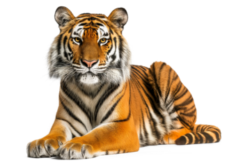 Beautiful tiger isolated on white transparent background, png