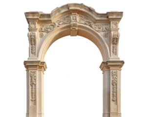 Entrance Arched Doorway Opening Classic Wall paneling Door Portal isolated on white transparent background, png