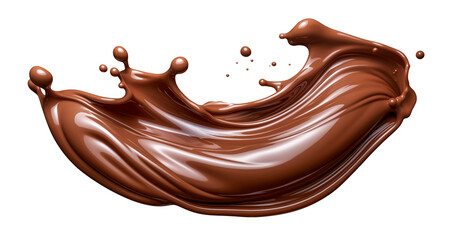 Chocolate splash isolated on transparent background, png. splash of brownish hot coffee or...