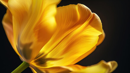 fineart of a macro of a part of a yellow tulip flower with dark background