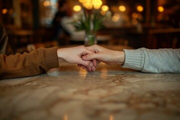 holding persons hand table vase flowers harmony center focus merge couple kissing hands crossed closeup people gentle