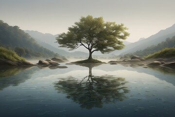 Landscape with a tree