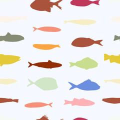 Cute funny fish seamless pattern. Creative childish vector undersea background. Perfect for kids apparel, fabric, textile, nursery decoration, wrapping paper.