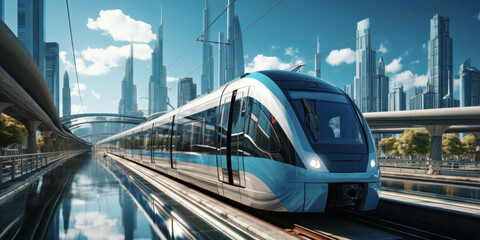 Naklejka premium Forklift loading goods onto a truck in a warehouse. Generative AI.