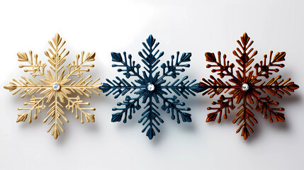 a set of four snowflakes on a white background