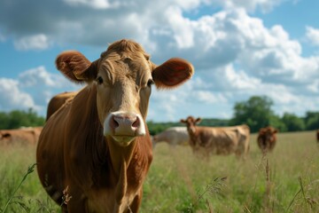 Naklejka na ściany i meble cows on the farm , milk industry