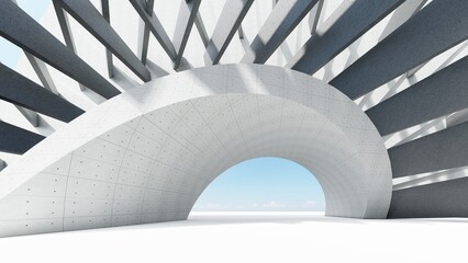 Abstract architecture background arched interior 3d render