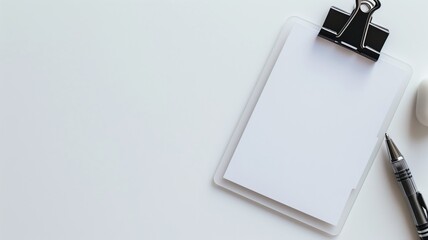 Clipboard with white paper on a clean background