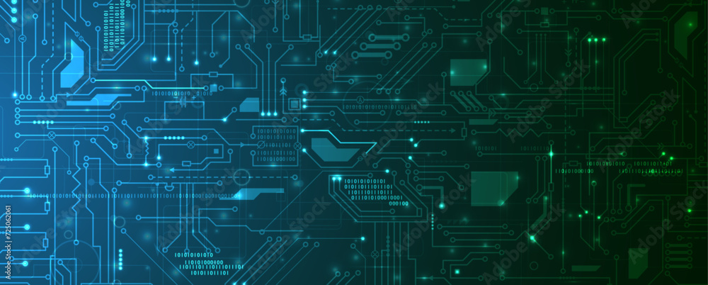 Poster Abstract futuristic circuit computer internet technology board business dark background