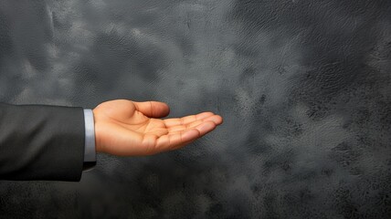 Close-up of an open hand against a textured backdrop