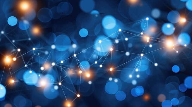 Dynamic floating blue particles with network connections