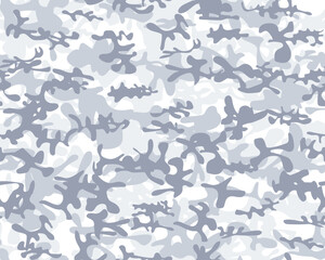 Winter Camouflage. Fabric Blue Texture. Army White Grunge. Dirty Seamless Paint. Hunter Seamless Background. Abstract Camo Brush. Winter Camo Print. Snow Repeat Pattern. Woodland Vector Camoflage.