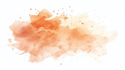 Peach watercolor splash on white background. Vector brown watercolor texture. Ink paint brush stain. Watercolor pastel splash. Peach water color splatter on light background - obrazy, fototapety, plakaty