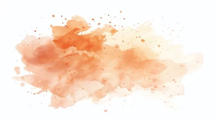 Deurstickers Peach watercolor splash on white background. Vector brown watercolor texture. Ink paint brush stain. Watercolor pastel splash. Peach water color splatter on light background © Orxan