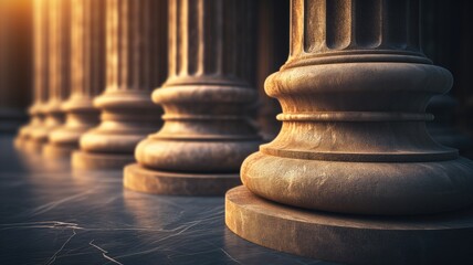 Majestic columns of a neoclassical building symbolizing law and justice - obrazy, fototapety, plakaty