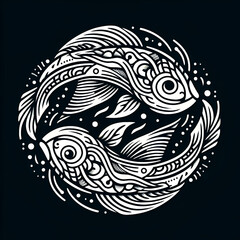 Pisces zodiac logo isolated 