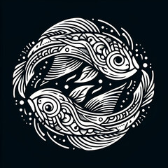 Obraz premium Pisces zodiac logo isolated 