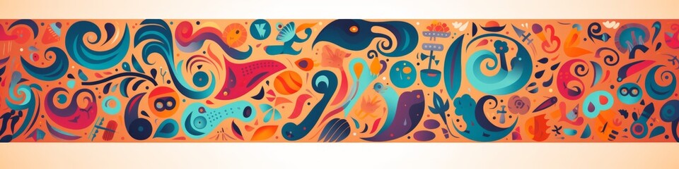 Banner background of a whimsical abstract pattern of humour-inspired elements. 