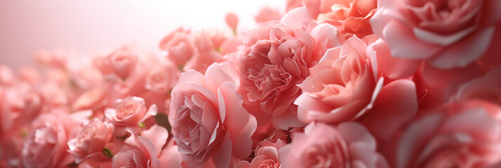 Rose Blossoms in Soft Focus, Pink Floral Background