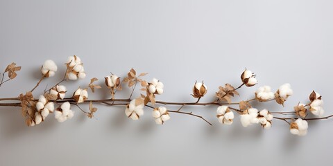 Dried Cotton Branch and Natural Flowers for Minimal Interior Decor.