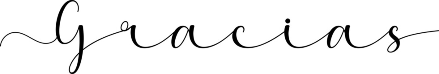 Gracias black sign. Gracias black calligraphy. Gracias handwritten vector sign. Gracias Calligraphy.