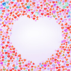 Background of red and pink hearts. for Valentine's Day. There is a message for text